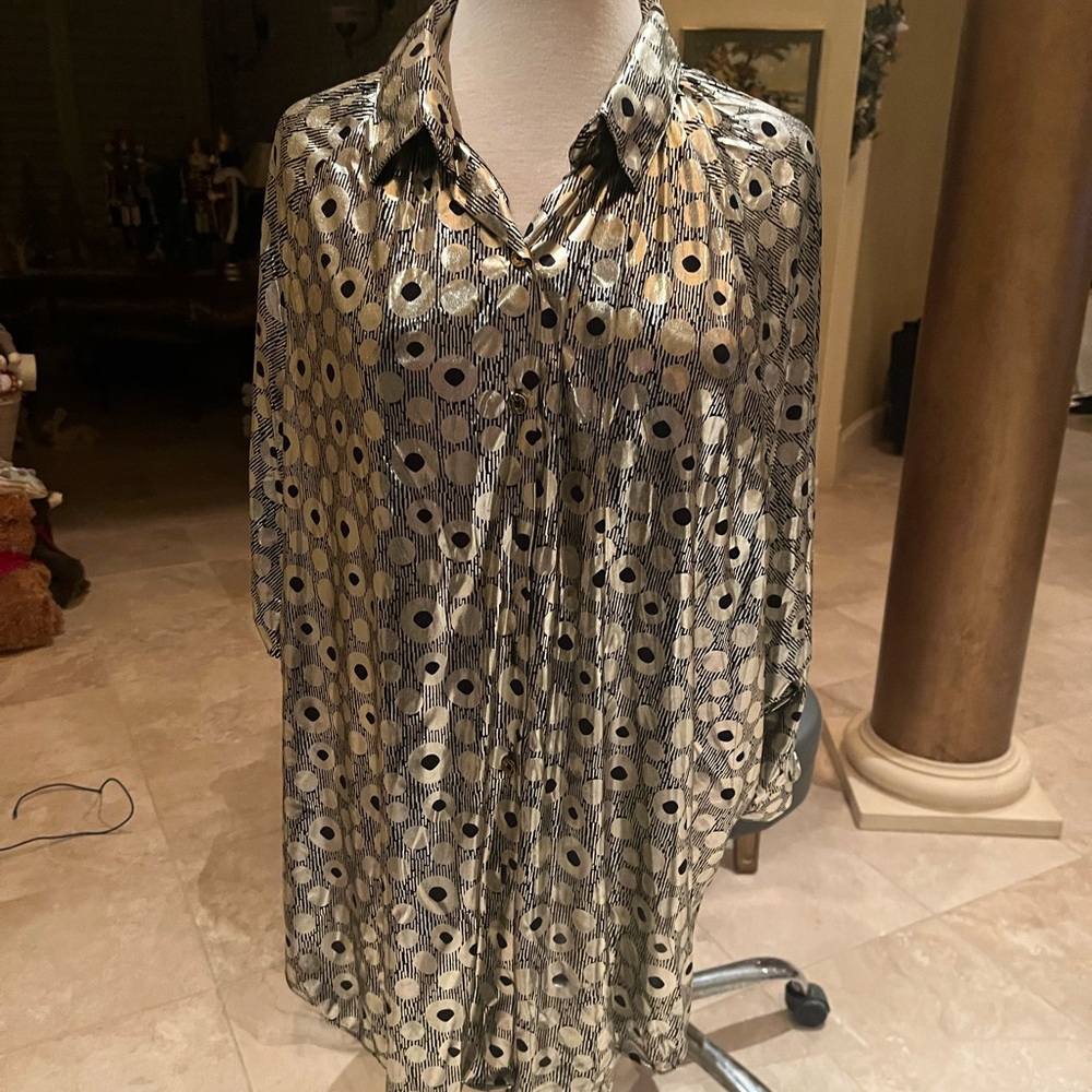 Elegant Gold/Silver and Black Women's Top